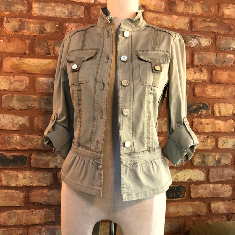 Pastel army green fitted utility jacket